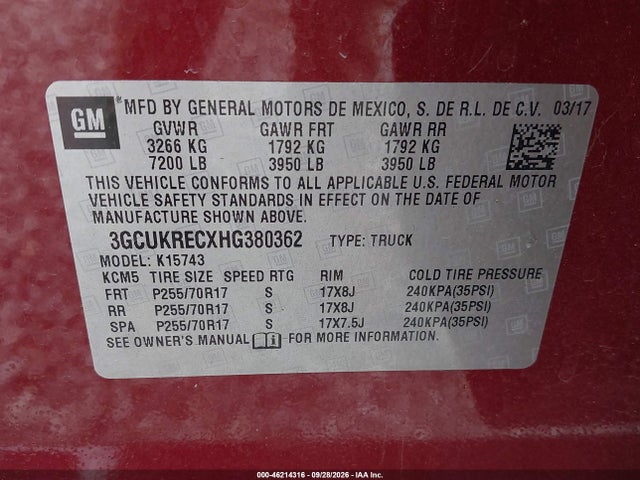 2017 CHEVROLET SILVERADO 1500 1LT 9