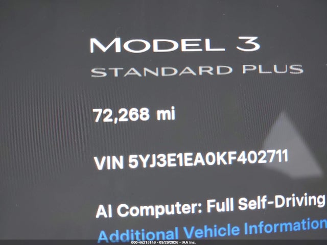2019 TESLA MODEL 3 LONG RANGE/MID RANGE/STANDARD RANGE/STANDARD RANGE PLUS 14