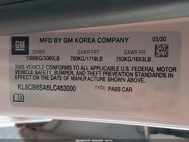 2020 CHEVROLET SPARK FWD LS AUTOMATIC 9