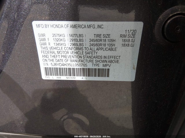 2020 ACURA MDX STANDARD 9