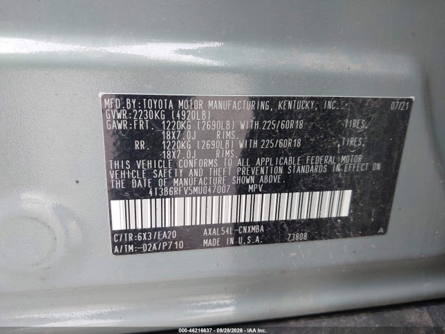 2021 TOYOTA RAV4 HYBRID XLE PREMIUM 9