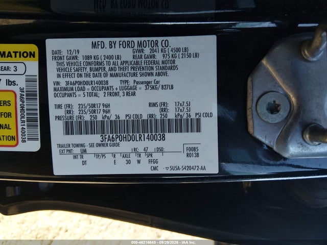 2020 FORD FUSION SE 9