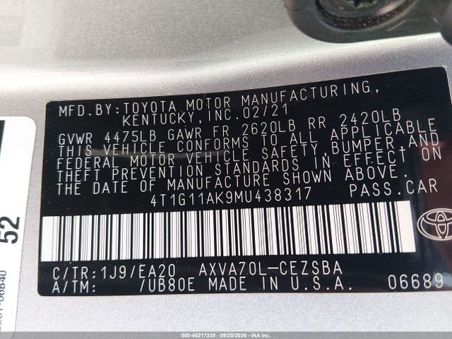 2021 TOYOTA CAMRY SE 9