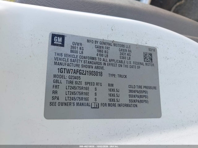 2018 GMC SAVANA 2500 WORK VAN 9