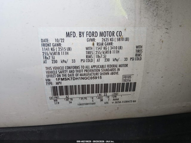 2022 FORD EXPLORER XLT 9