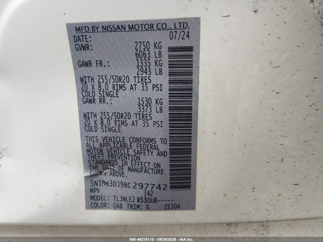 2024 NISSAN PATHFINDER PLATINUM 4WD 9