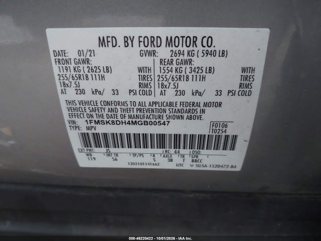 2021 FORD EXPLORER XLT 9