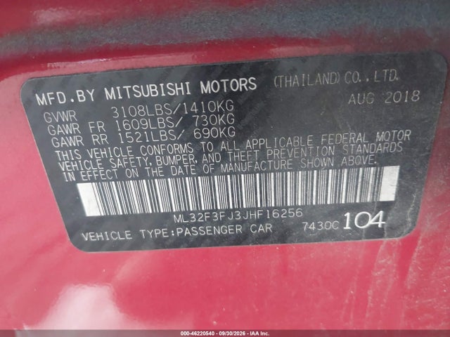 2018 MITSUBISHI MIRAGE G4 ES 9