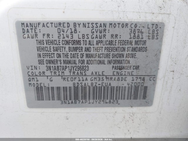 2018 NISSAN SENTRA S 9