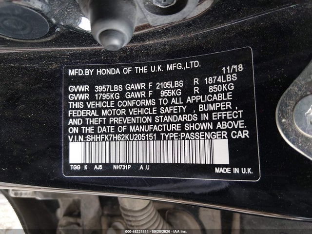 2019 HONDA CIVIC EX 9