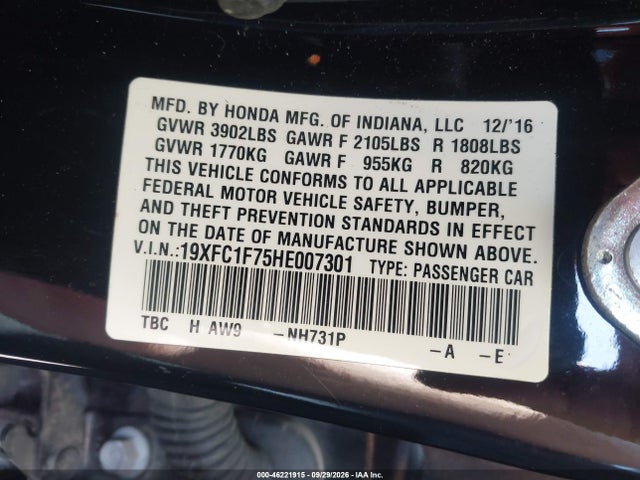 2017 HONDA CIVIC EX-L 9