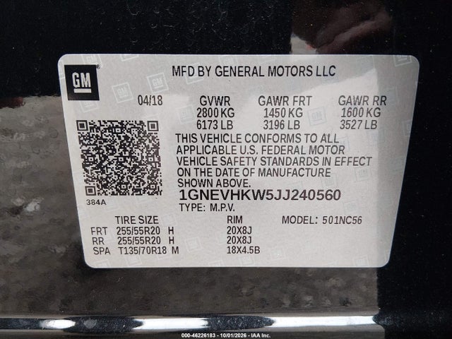 2018 CHEVROLET TRAVERSE 3LT 9