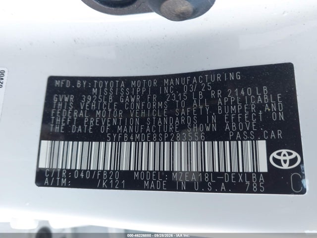 2025 TOYOTA COROLLA LE 9