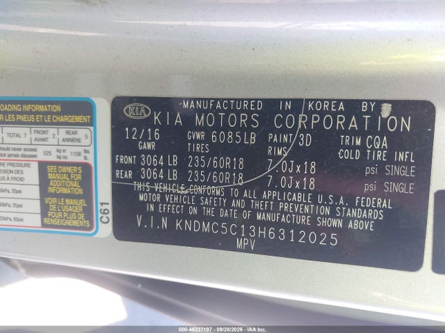 2017 KIA SEDONA SX 9