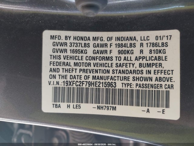 2017 HONDA CIVIC EX 9