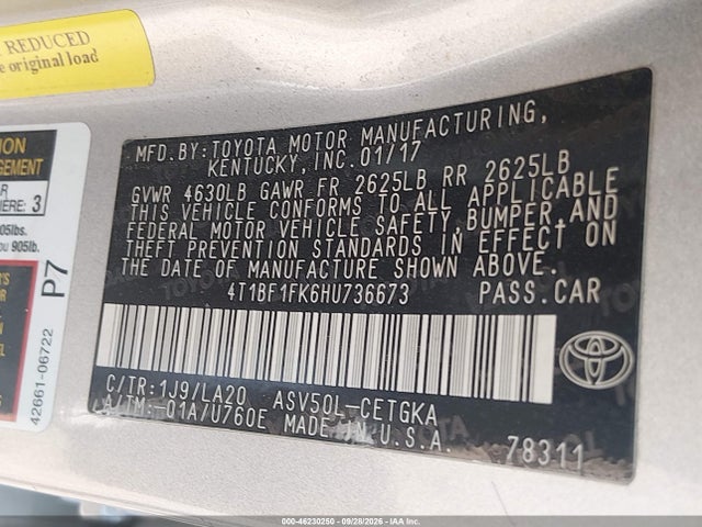 2017 TOYOTA CAMRY XLE 9