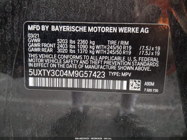 2021 BMW X3 SDRIVE30I 9