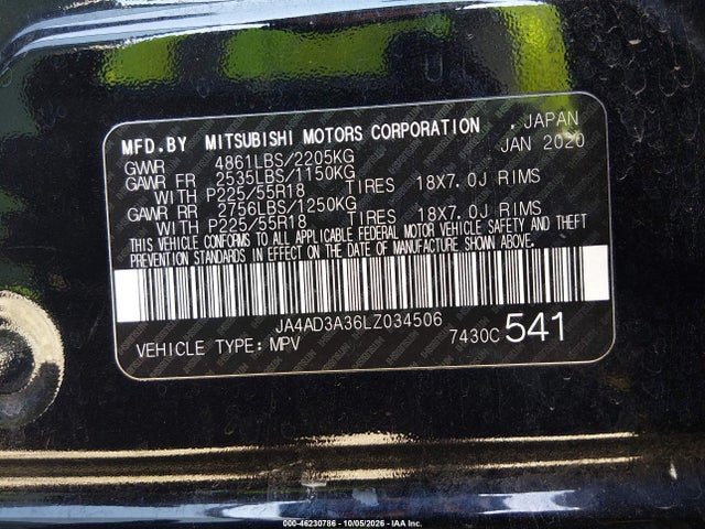 2020 MITSUBISHI OUTLANDER SEL 2.4 9