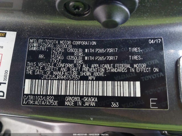2017 TOYOTA 4RUNNER SR5 PREMIUM 9