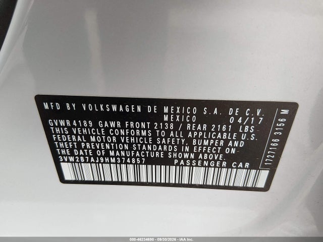 2017 VOLKSWAGEN JETTA 1.4T S 9