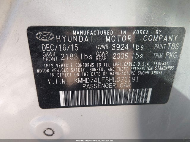 2017 HYUNDAI ELANTRA SE 9