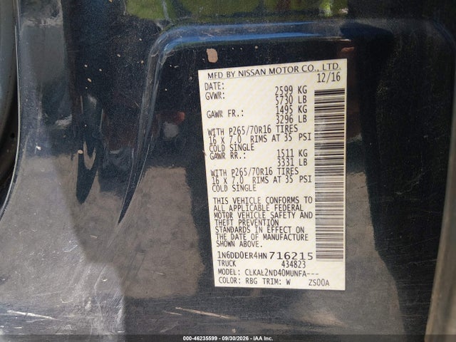 2017 NISSAN FRONTIER SV 9