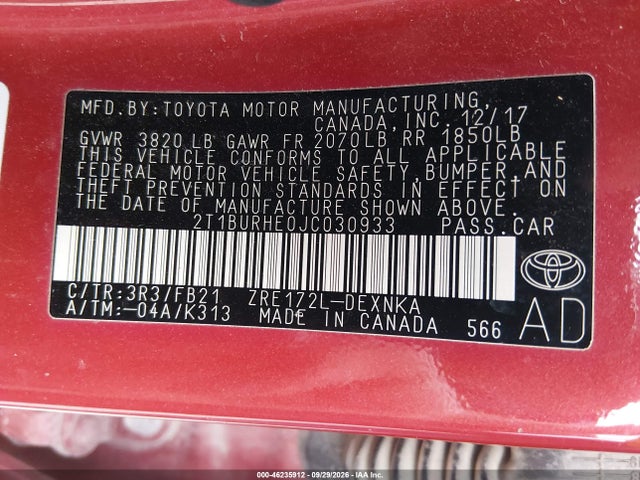 2018 TOYOTA COROLLA LE 9