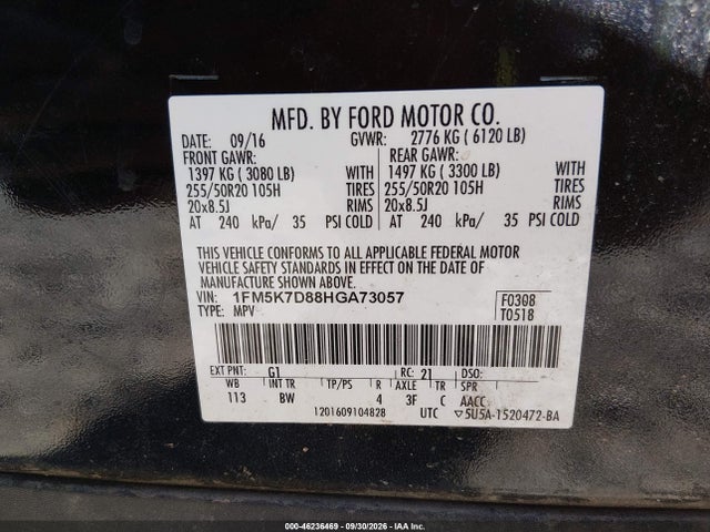 2017 FORD EXPLORER XLT 9