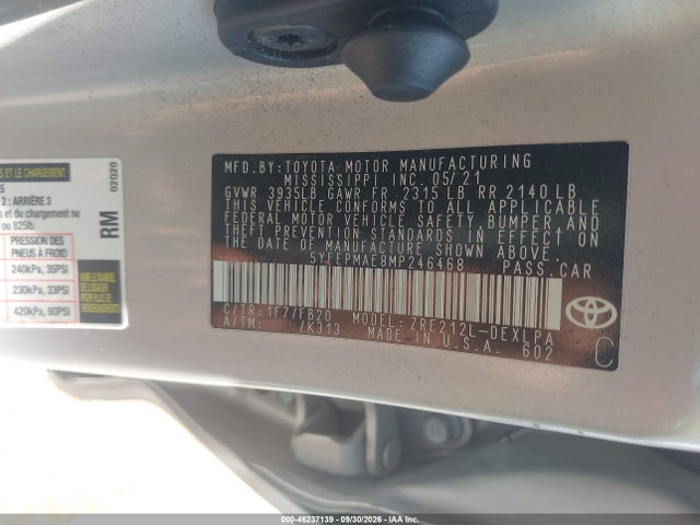 2021 TOYOTA COROLLA LE 9