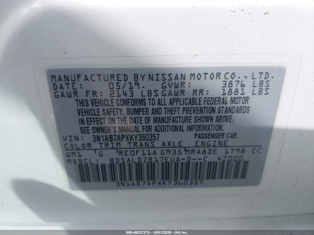 2019 NISSAN SENTRA SV 9