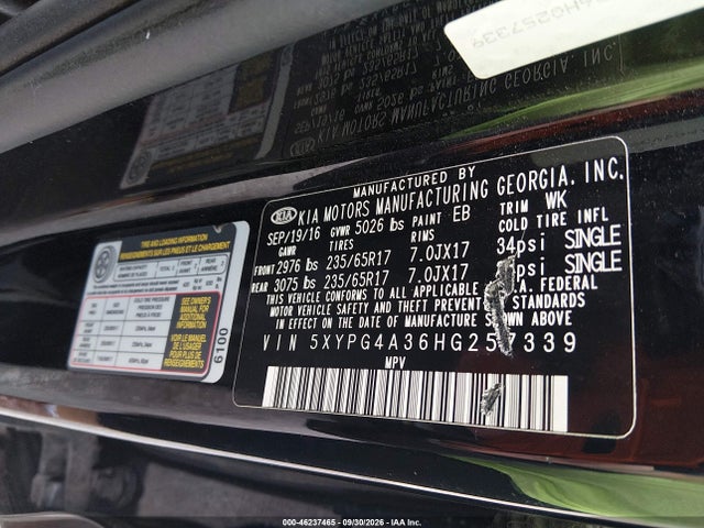 2017 KIA SORENTO 2.4L LX 9