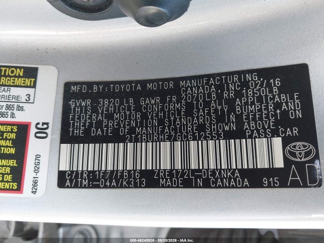 2017 TOYOTA COROLLA LE 9