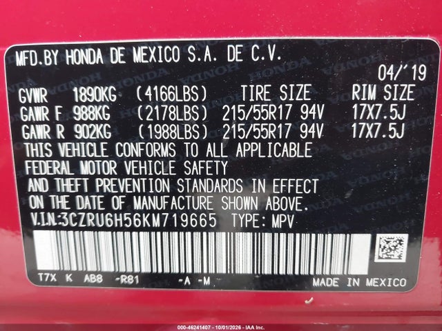 2019 HONDA HR-V EX 9