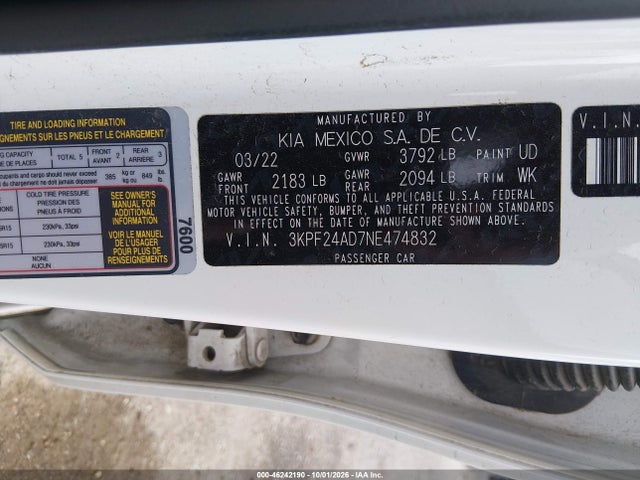 2022 KIA FORTE FE 9