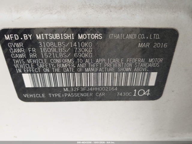 2017 MITSUBISHI MIRAGE G4 ES 9