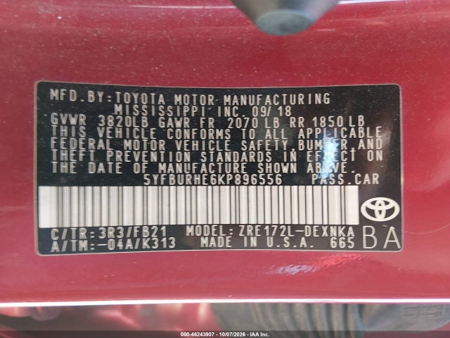 2019 TOYOTA COROLLA LE 8