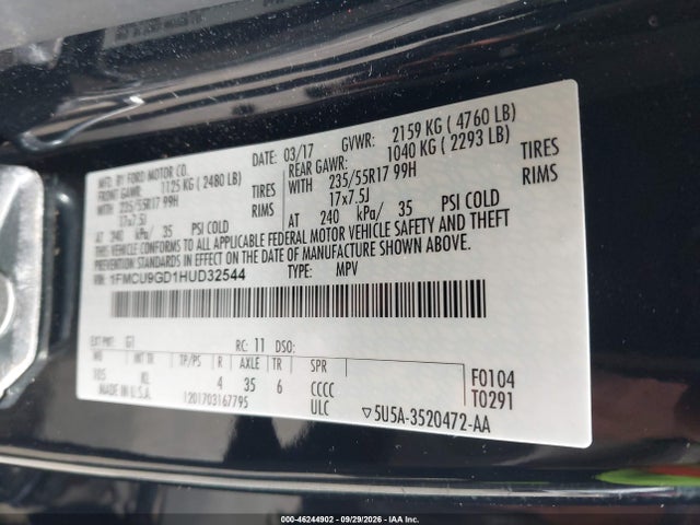 2017 FORD ESCAPE SE 9