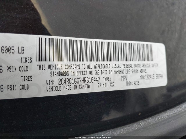 2017 CHRYSLER PACIFICA LIMITED 9
