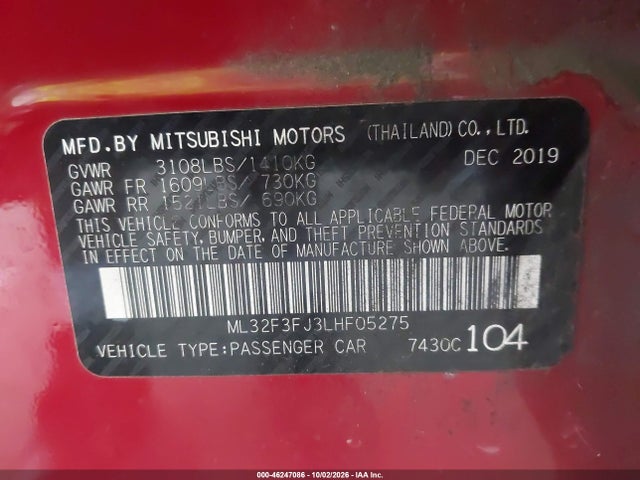 2020 MITSUBISHI MIRAGE G4 ES 9