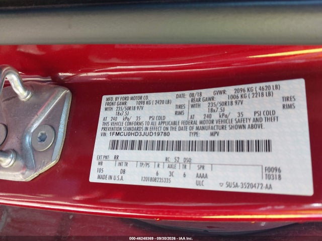 2018 FORD ESCAPE SEL 9
