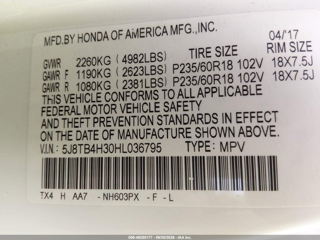 2017 ACURA RDX ACURAWATCH PLUS PACKAGE 9