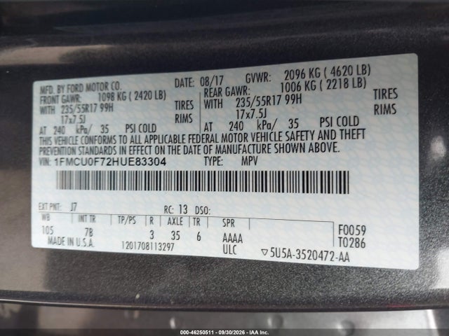 2017 FORD ESCAPE S 9