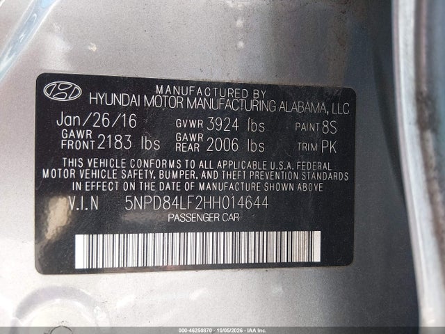 2017 HYUNDAI ELANTRA SE 9