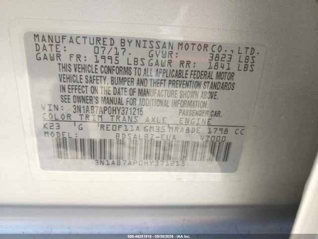 2017 NISSAN SENTRA S 9