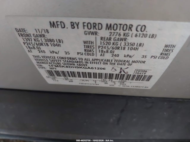 2019 FORD EXPLORER XLT 9