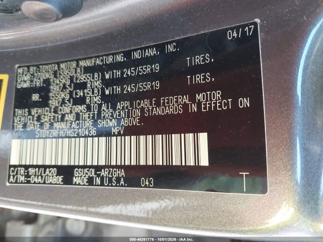 2017 TOYOTA HIGHLANDER LIMITED 9