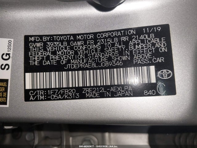 2020 TOYOTA COROLLA LE 9