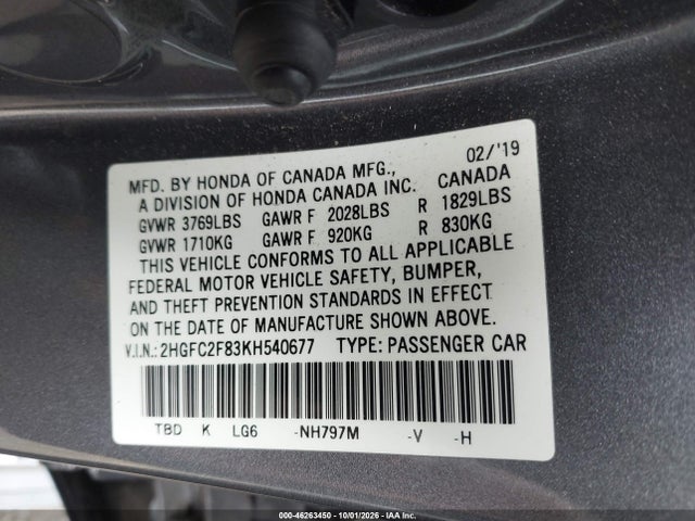 2019 HONDA CIVIC SPORT 9