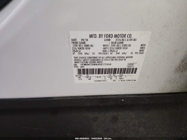 2018 FORD EXPLORER XLT 9
