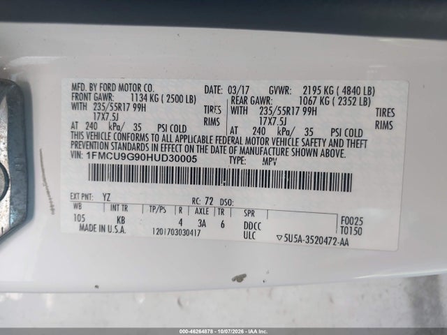 2017 FORD ESCAPE SE 9
